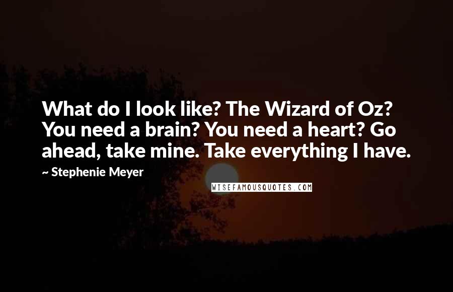 Stephenie Meyer Quotes: What do I look like? The Wizard of Oz? You need a brain? You need a heart? Go ahead, take mine. Take everything I have.