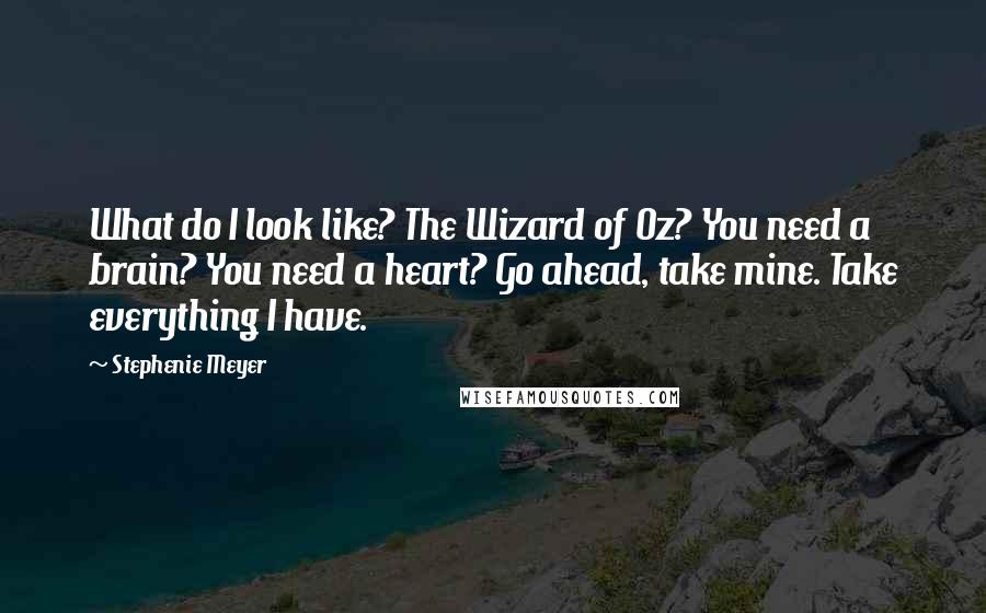 Stephenie Meyer Quotes: What do I look like? The Wizard of Oz? You need a brain? You need a heart? Go ahead, take mine. Take everything I have.