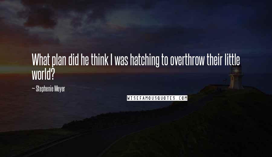 Stephenie Meyer Quotes: What plan did he think I was hatching to overthrow their little world?