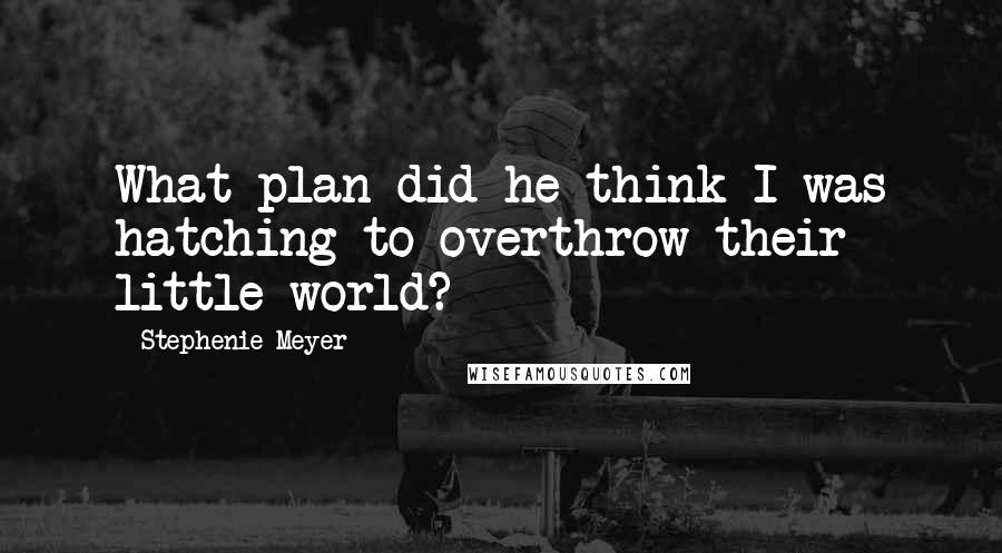 Stephenie Meyer Quotes: What plan did he think I was hatching to overthrow their little world?
