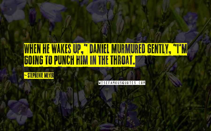 Stephenie Meyer Quotes: When he wakes up," Daniel murmured gently, "I'm going to punch him in the throat.
