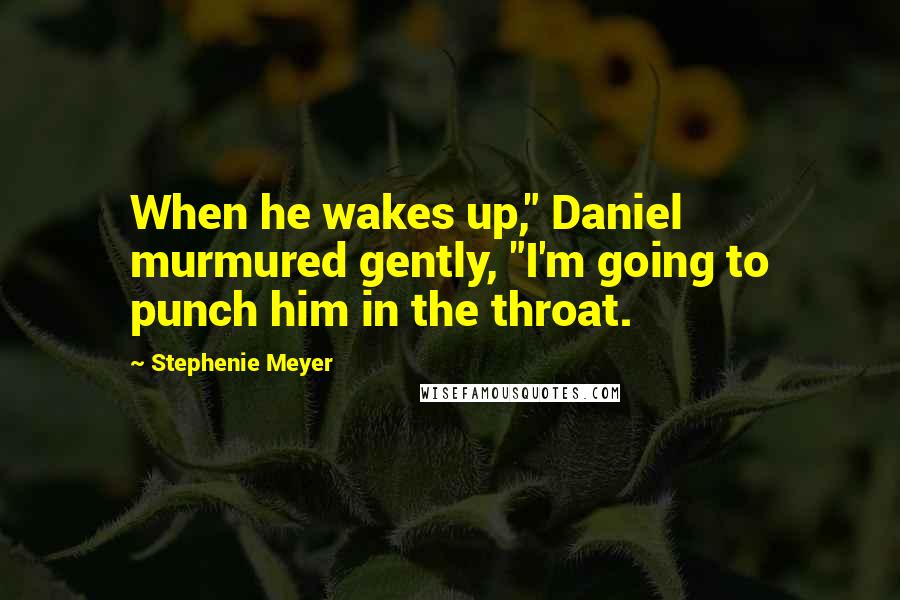 Stephenie Meyer Quotes: When he wakes up," Daniel murmured gently, "I'm going to punch him in the throat.