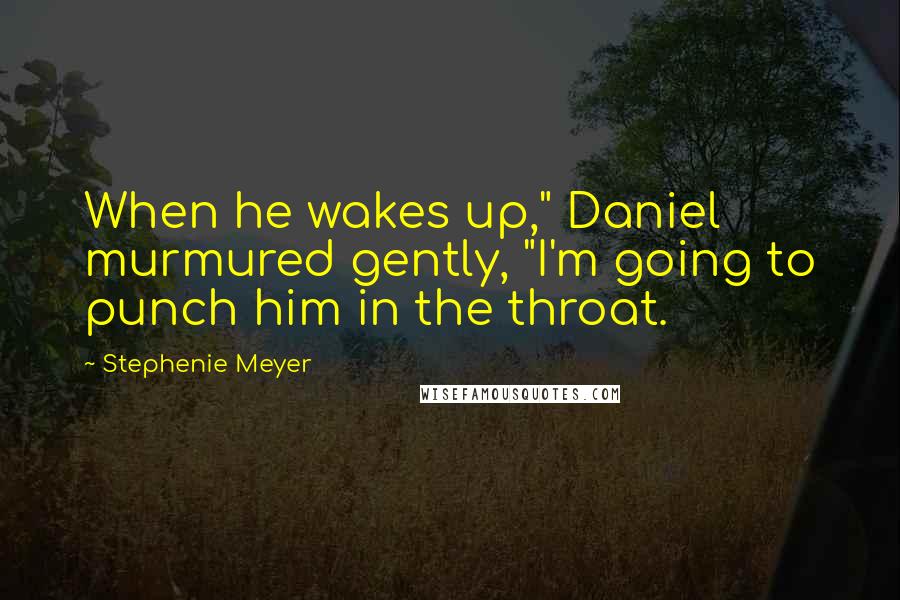 Stephenie Meyer Quotes: When he wakes up," Daniel murmured gently, "I'm going to punch him in the throat.