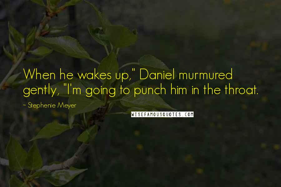 Stephenie Meyer Quotes: When he wakes up," Daniel murmured gently, "I'm going to punch him in the throat.