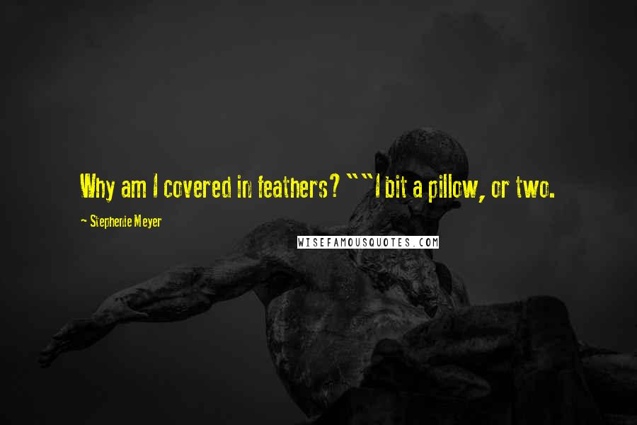 Stephenie Meyer Quotes: Why am I covered in feathers?""I bit a pillow, or two.