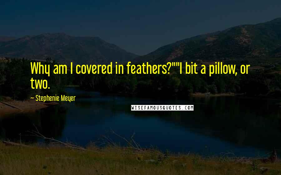 Stephenie Meyer Quotes: Why am I covered in feathers?""I bit a pillow, or two.