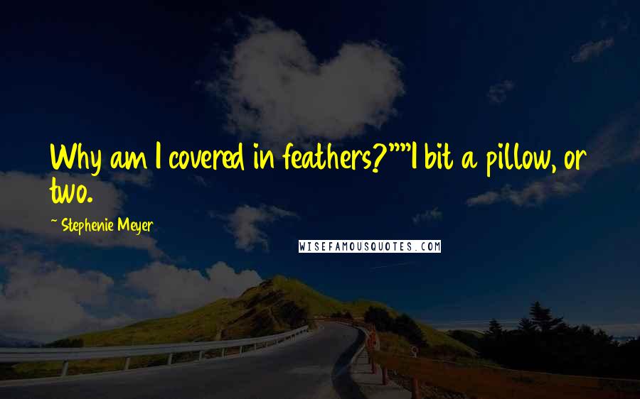 Stephenie Meyer Quotes: Why am I covered in feathers?""I bit a pillow, or two.