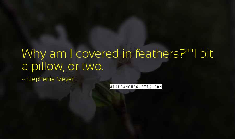 Stephenie Meyer Quotes: Why am I covered in feathers?""I bit a pillow, or two.