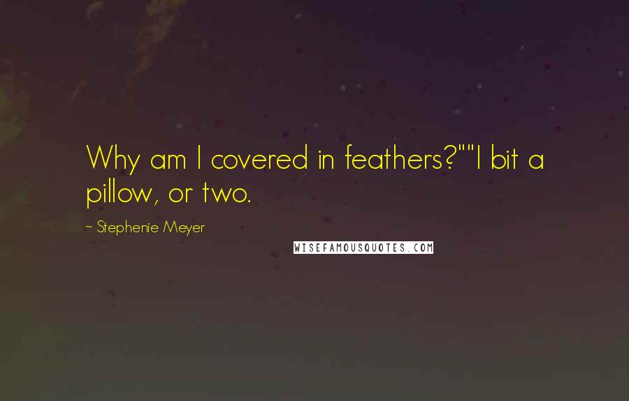 Stephenie Meyer Quotes: Why am I covered in feathers?""I bit a pillow, or two.