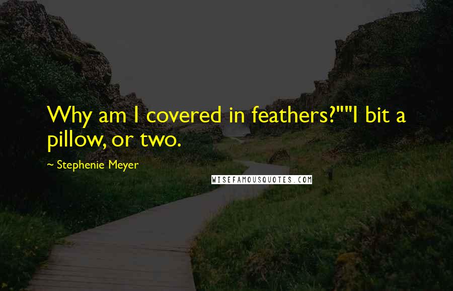 Stephenie Meyer Quotes: Why am I covered in feathers?""I bit a pillow, or two.