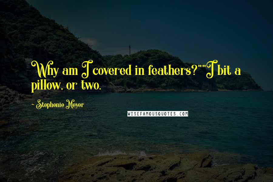 Stephenie Meyer Quotes: Why am I covered in feathers?""I bit a pillow, or two.