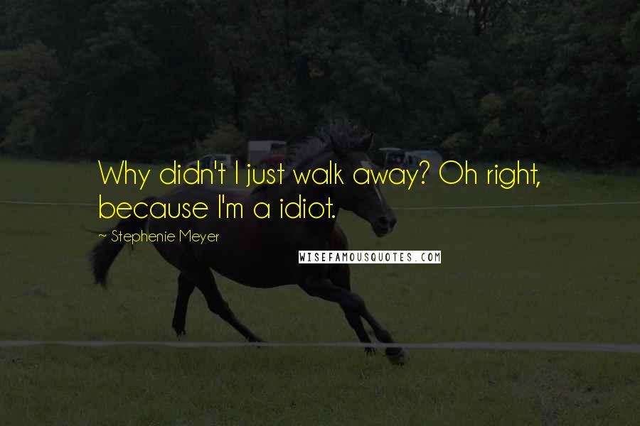 Stephenie Meyer Quotes: Why didn't I just walk away? Oh right, because I'm a idiot.