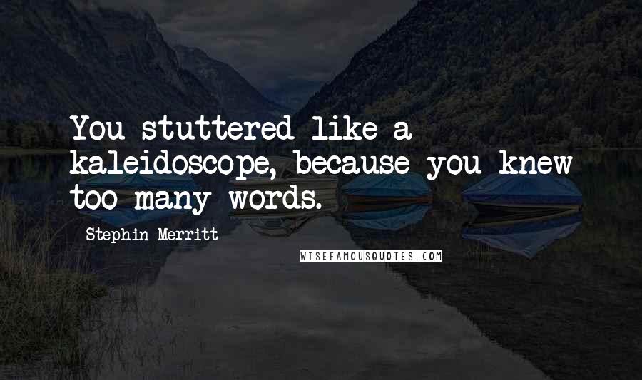 Stephin Merritt Quotes: You stuttered like a kaleidoscope, because you knew too many words.