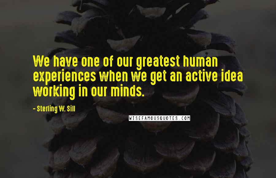 Sterling W. Sill Quotes: We have one of our greatest human experiences when we get an active idea working in our minds.