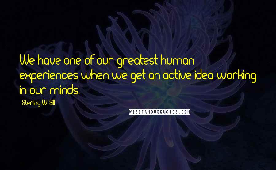 Sterling W. Sill Quotes: We have one of our greatest human experiences when we get an active idea working in our minds.