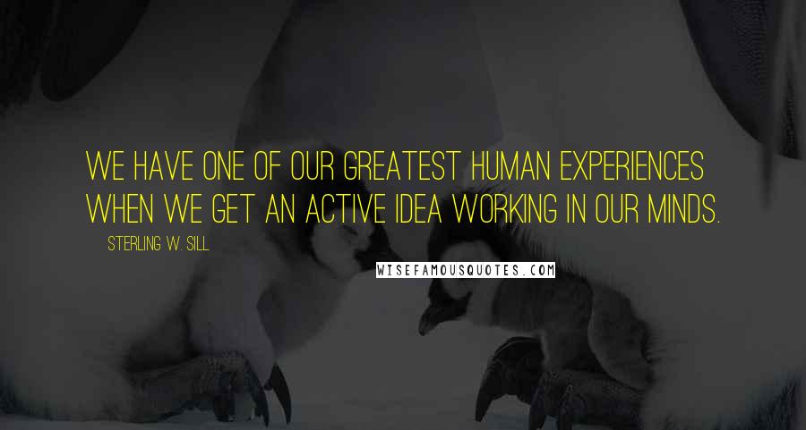 Sterling W. Sill Quotes: We have one of our greatest human experiences when we get an active idea working in our minds.