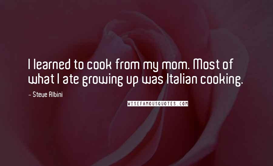 Steve Albini Quotes: I learned to cook from my mom. Most of what I ate growing up was Italian cooking.