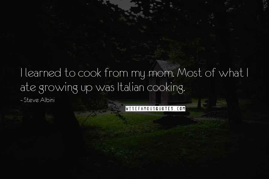 Steve Albini Quotes: I learned to cook from my mom. Most of what I ate growing up was Italian cooking.