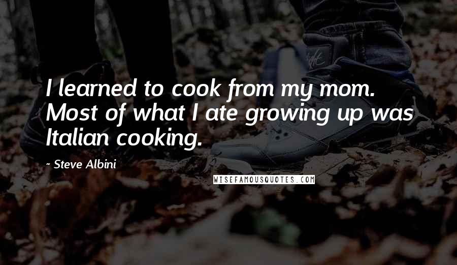 Steve Albini Quotes: I learned to cook from my mom. Most of what I ate growing up was Italian cooking.