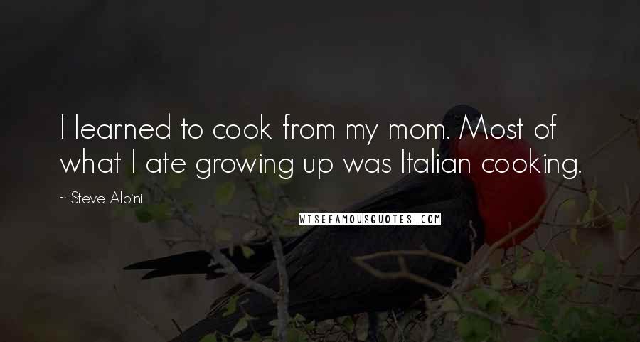 Steve Albini Quotes: I learned to cook from my mom. Most of what I ate growing up was Italian cooking.