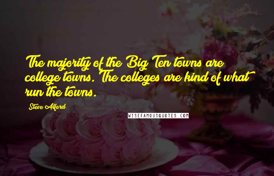 Steve Alford Quotes: The majority of the Big Ten towns are college towns. The colleges are kind of what run the towns.