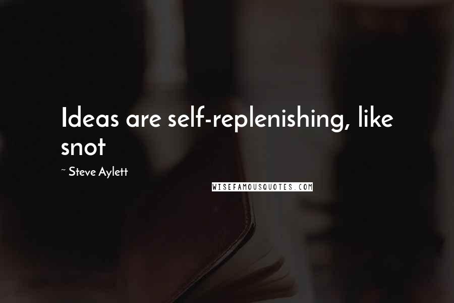 Steve Aylett Quotes: Ideas are self-replenishing, like snot