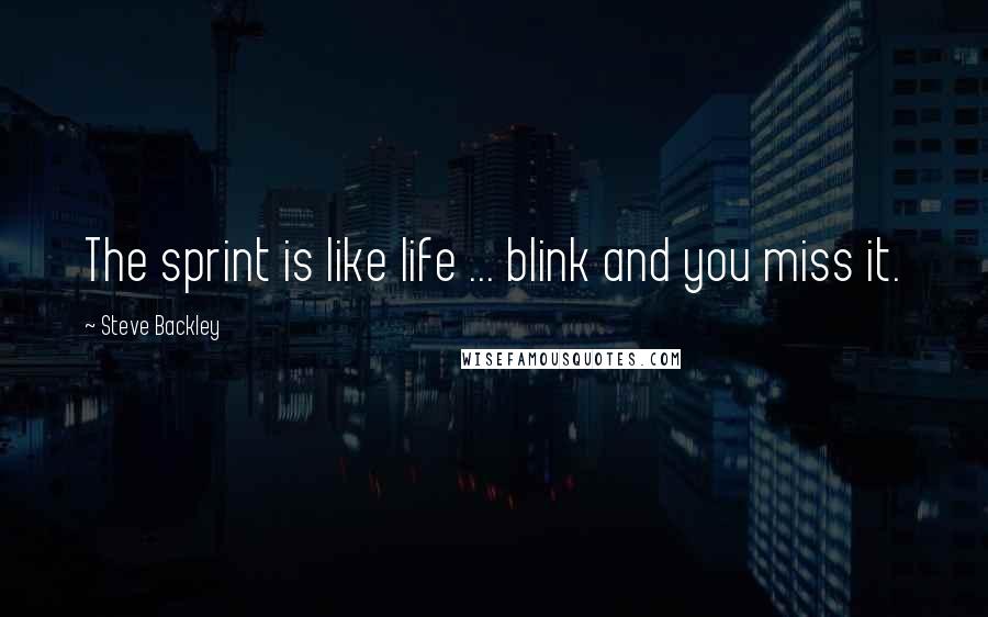 Steve Backley Quotes: The sprint is like life ... blink and you miss it.