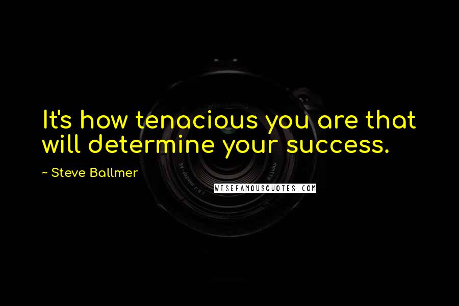 Steve Ballmer Quotes: It's how tenacious you are that will determine your success.