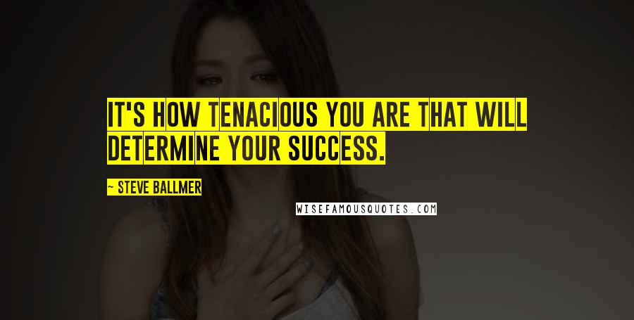 Steve Ballmer Quotes: It's how tenacious you are that will determine your success.