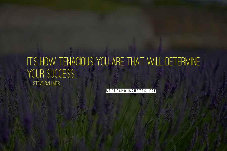 Steve Ballmer Quotes: It's how tenacious you are that will determine your success.