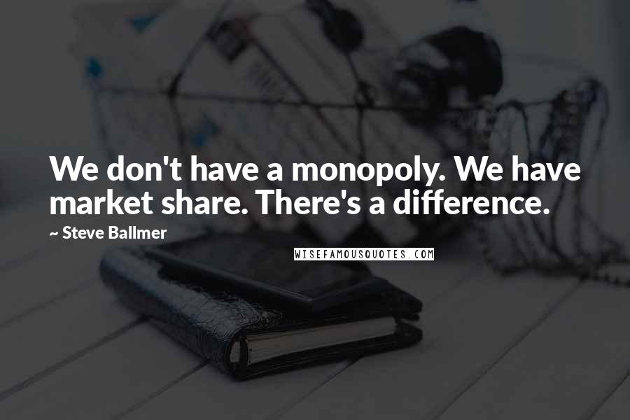 Steve Ballmer Quotes: We don't have a monopoly. We have market share. There's a difference.