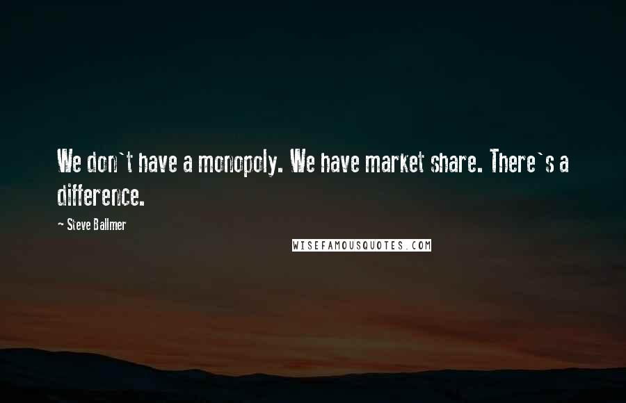 Steve Ballmer Quotes: We don't have a monopoly. We have market share. There's a difference.