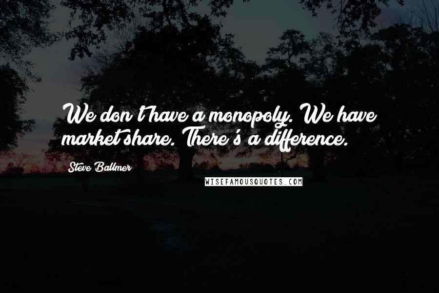 Steve Ballmer Quotes: We don't have a monopoly. We have market share. There's a difference.