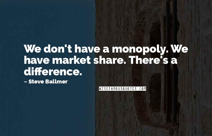 Steve Ballmer Quotes: We don't have a monopoly. We have market share. There's a difference.