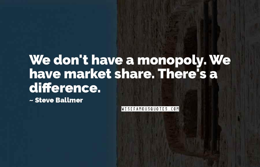 Steve Ballmer Quotes: We don't have a monopoly. We have market share. There's a difference.