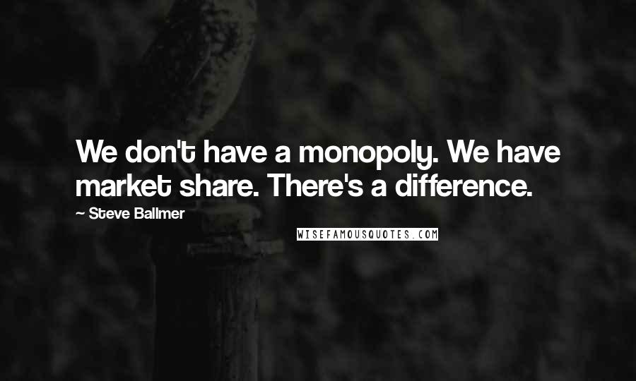 Steve Ballmer Quotes: We don't have a monopoly. We have market share. There's a difference.
