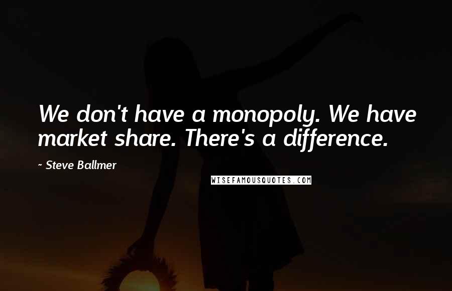 Steve Ballmer Quotes: We don't have a monopoly. We have market share. There's a difference.