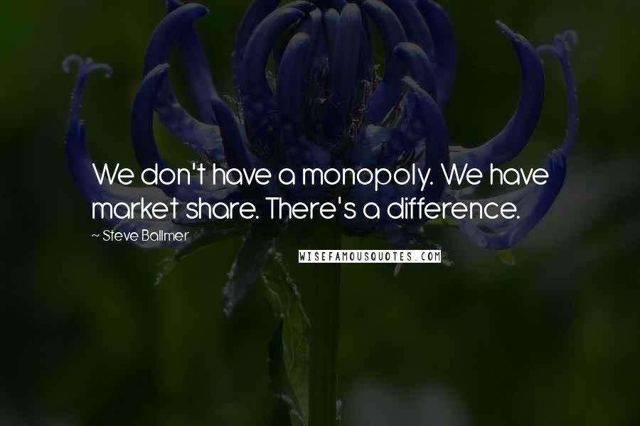 Steve Ballmer Quotes: We don't have a monopoly. We have market share. There's a difference.