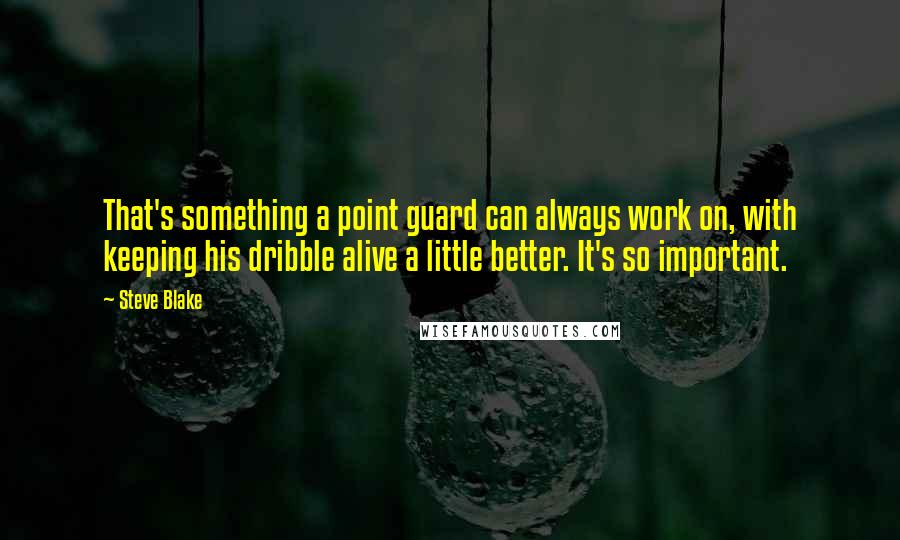 Steve Blake Quotes: That's something a point guard can always work on, with keeping his dribble alive a little better. It's so important.