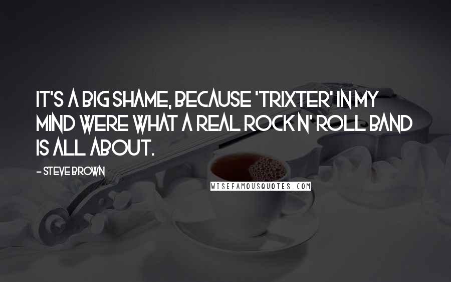 Steve Brown Quotes: It's a big shame, because 'Trixter' in my mind were what a real rock n' roll band is all about.