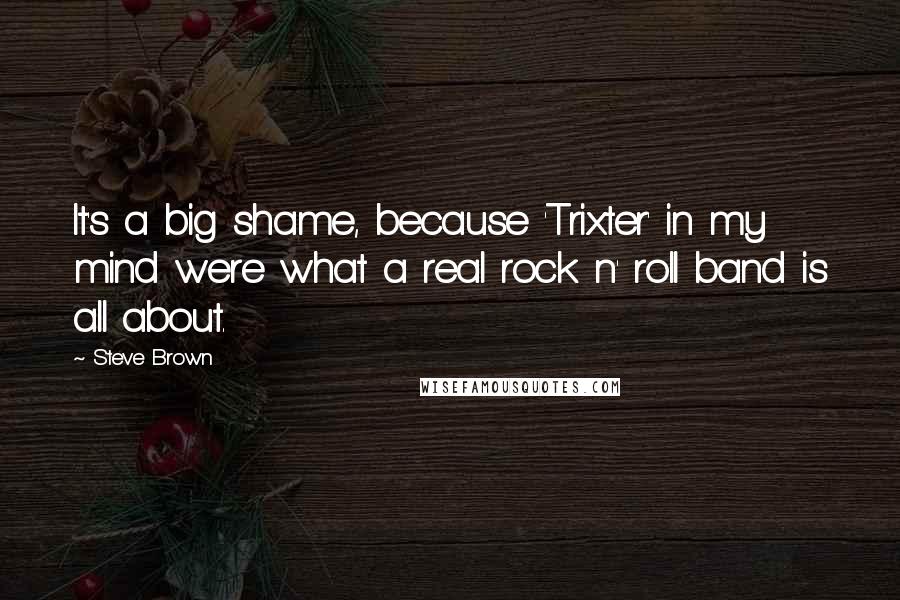 Steve Brown Quotes: It's a big shame, because 'Trixter' in my mind were what a real rock n' roll band is all about.