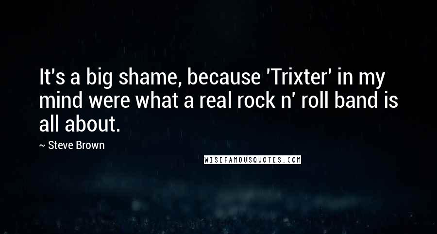Steve Brown Quotes: It's a big shame, because 'Trixter' in my mind were what a real rock n' roll band is all about.