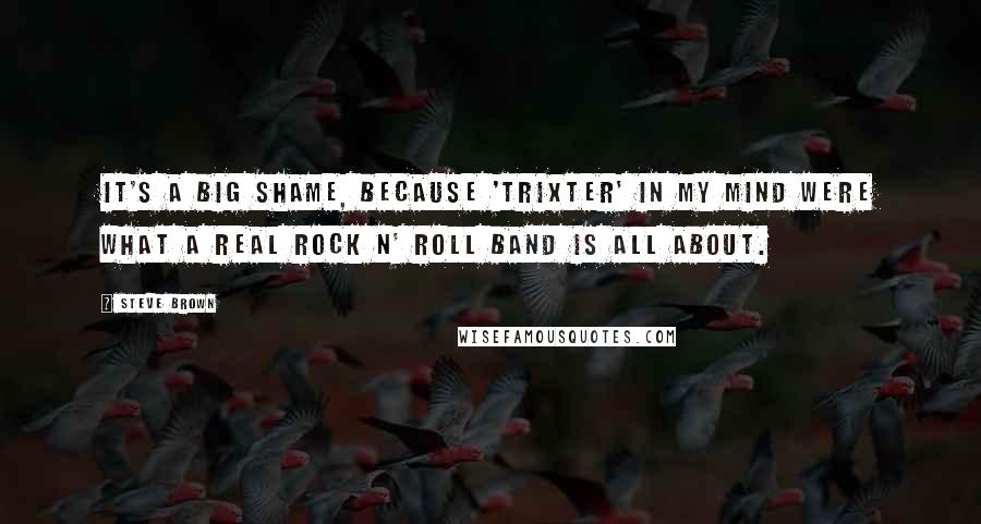 Steve Brown Quotes: It's a big shame, because 'Trixter' in my mind were what a real rock n' roll band is all about.