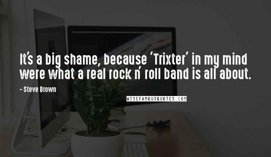 Steve Brown Quotes: It's a big shame, because 'Trixter' in my mind were what a real rock n' roll band is all about.