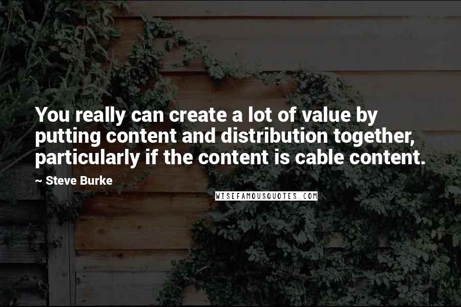 Steve Burke Quotes: You really can create a lot of value by putting content and distribution together, particularly if the content is cable content.