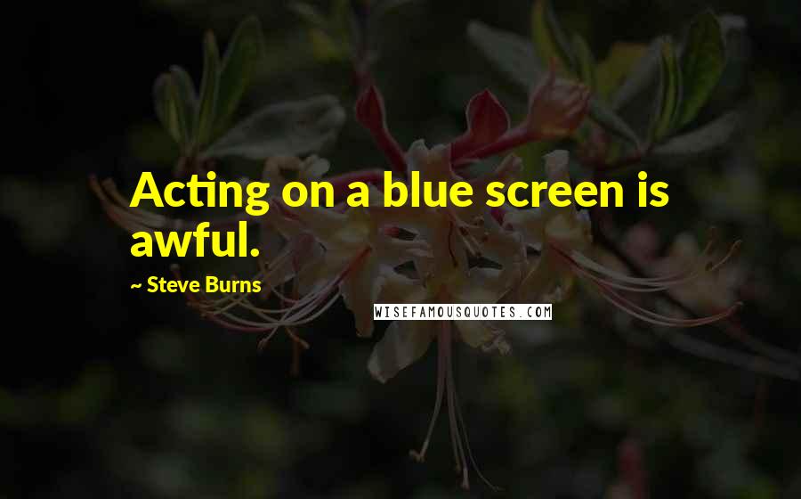 Steve Burns Quotes: Acting on a blue screen is awful.