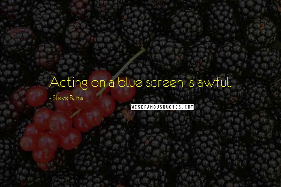 Steve Burns Quotes: Acting on a blue screen is awful.