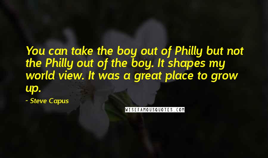 Steve Capus Quotes: You can take the boy out of Philly but not the Philly out of the boy. It shapes my world view. It was a great place to grow up.