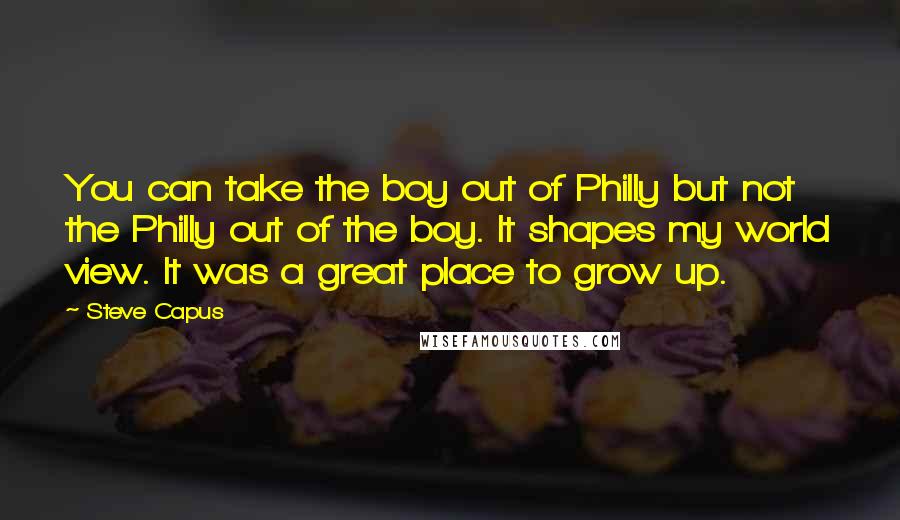 Steve Capus Quotes: You can take the boy out of Philly but not the Philly out of the boy. It shapes my world view. It was a great place to grow up.