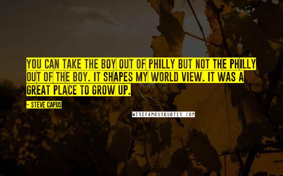 Steve Capus Quotes: You can take the boy out of Philly but not the Philly out of the boy. It shapes my world view. It was a great place to grow up.